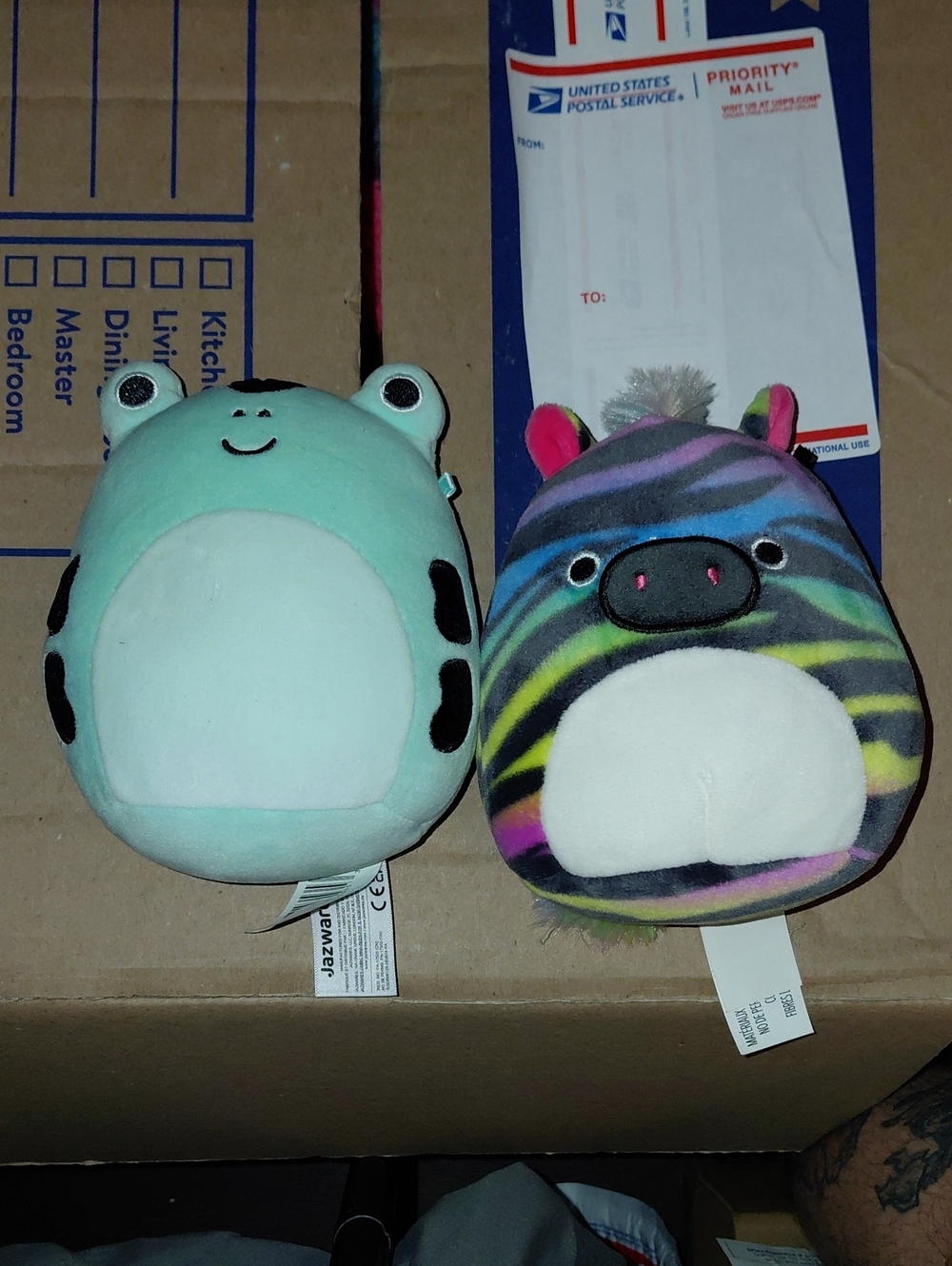 Squishmallows Mint Green Frog & Multicolor Zebra Plush Duo